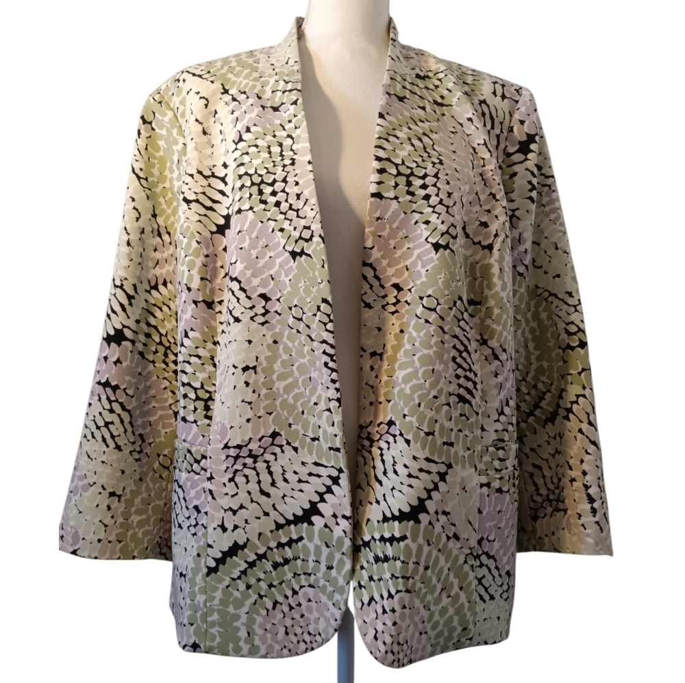 Kasper Women's green/lilac Floral Pattern Lined Single Breast Blazer 18W